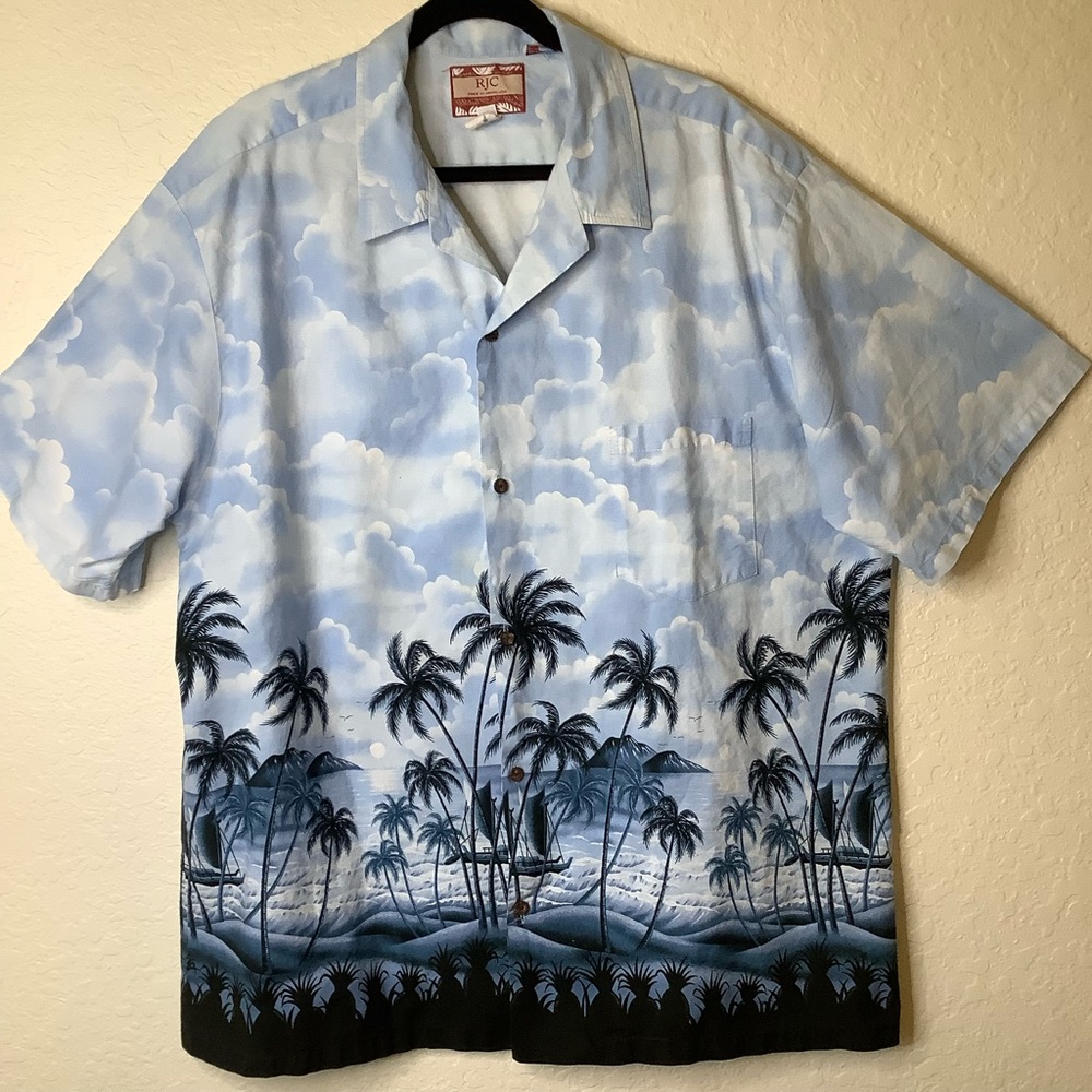Vintage RJC 3X Hawaiian Shirt with Palm Tree Design